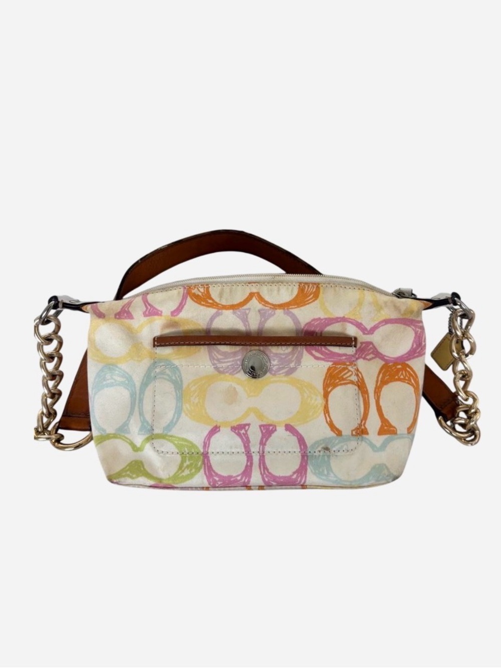 Coach Pastel Multicolor Signature Canvas Crossbody with Chain Strap